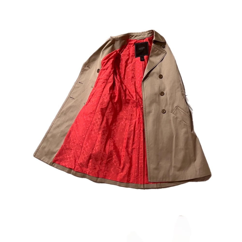 NWOT Coach Tan Trench Coat with Pink Lining - Double breasted Sz XS